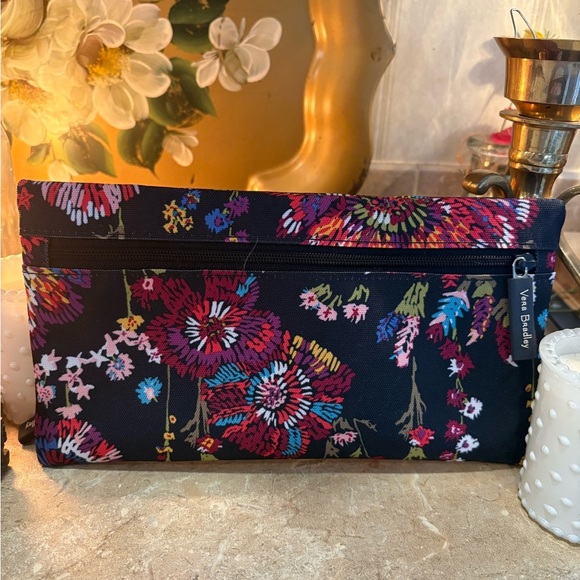 Vera Bradley Cosmetic Bag in Black and Red with Floral Design - Picture 1 of 6